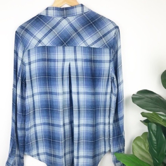 Anthro’s Cloth & Stone,Breezy Plaid Button Down Blouse,Sinfully Soft,Button Up - Picture 8 of 13